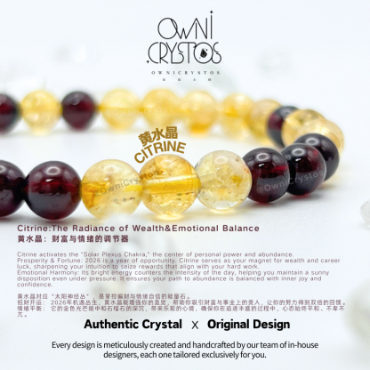 Wealth Woman Health Natural crystal bracelet unisex garnet citrine