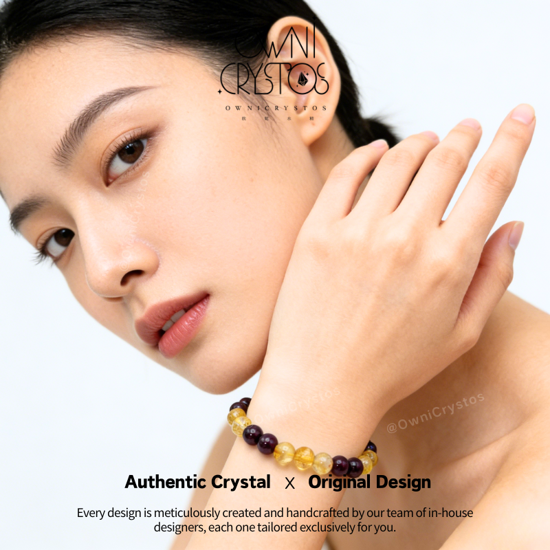 Wealth Woman Health Natural crystal bracelet unisex garnet citrine