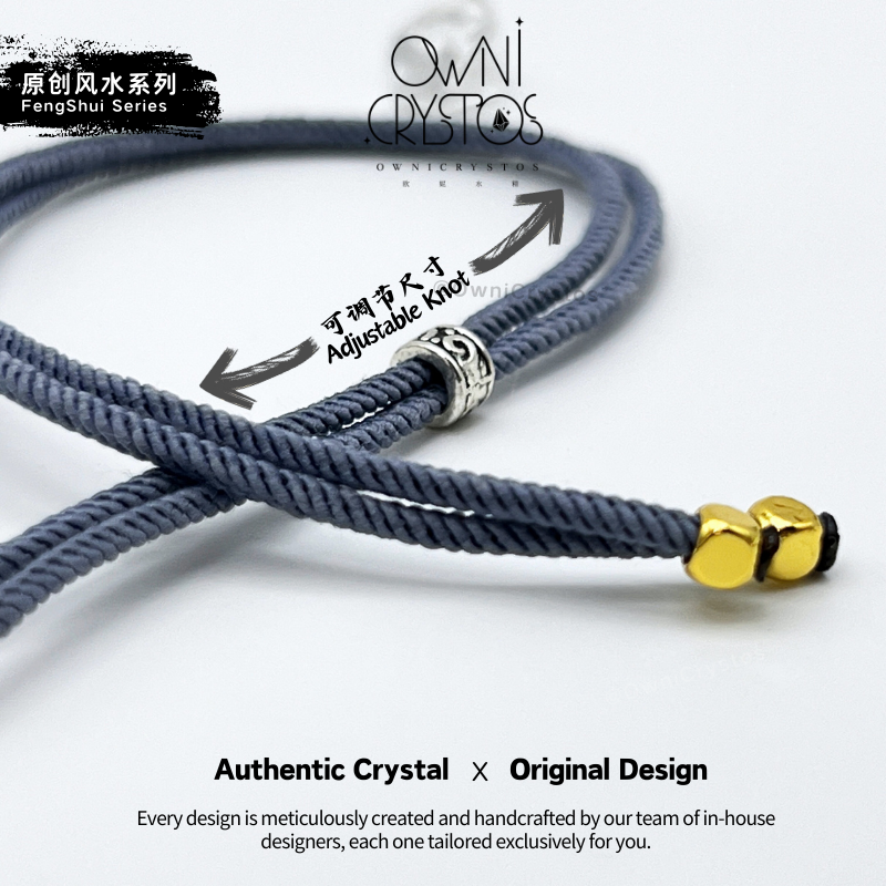 FengShui Energy Balance Lucky Cat Natural crystal bag charm unisex obsidian clear quartz