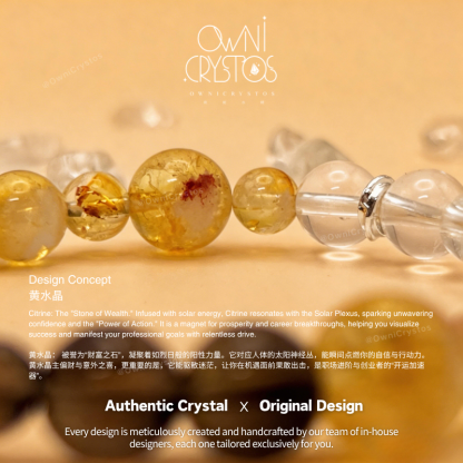 Fortune Booster Citrine Clear Smoky Quartz Natural crystal bracelet unisex