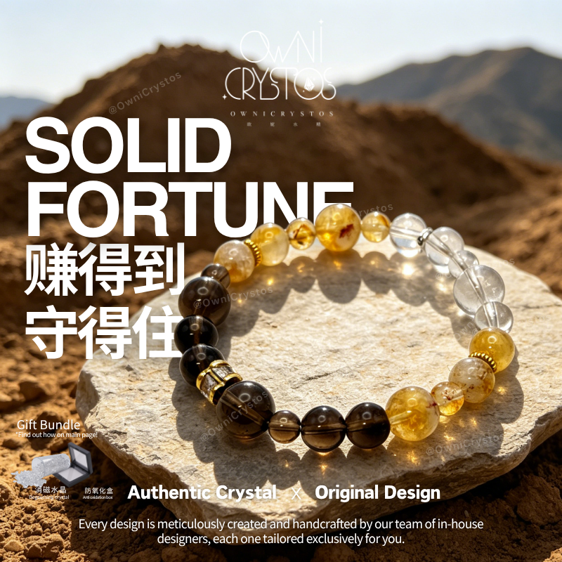 Fortune Booster Citrine Clear Smoky Quartz Natural crystal bracelet un