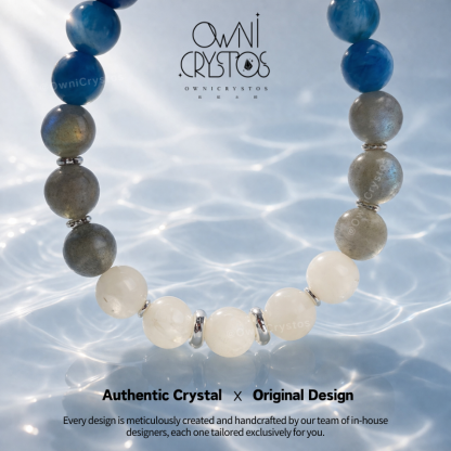 Water Element crystal Kyanite Blue Apatite Lapis Lazuli Moonstone unisex bracelet