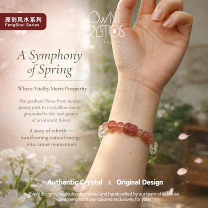 Wealth PiXiu Malachite Strawberry Clear Quartz Prehnite Natural crystal bracelet woman