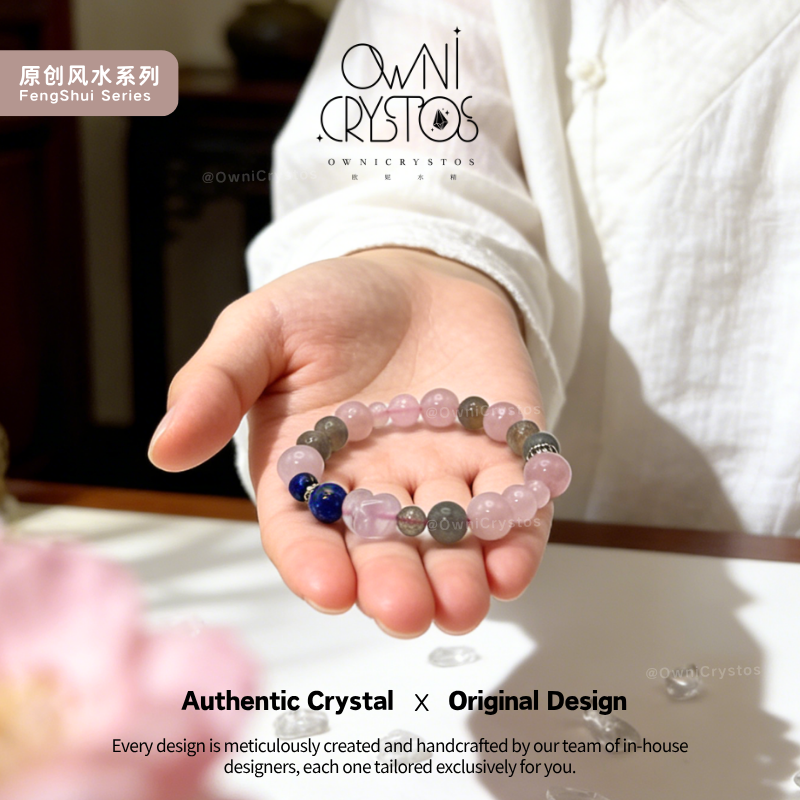 Love Relationship Natural Crystal bracelet Rose Quartz Lapis Lazuli Labradorite Gift