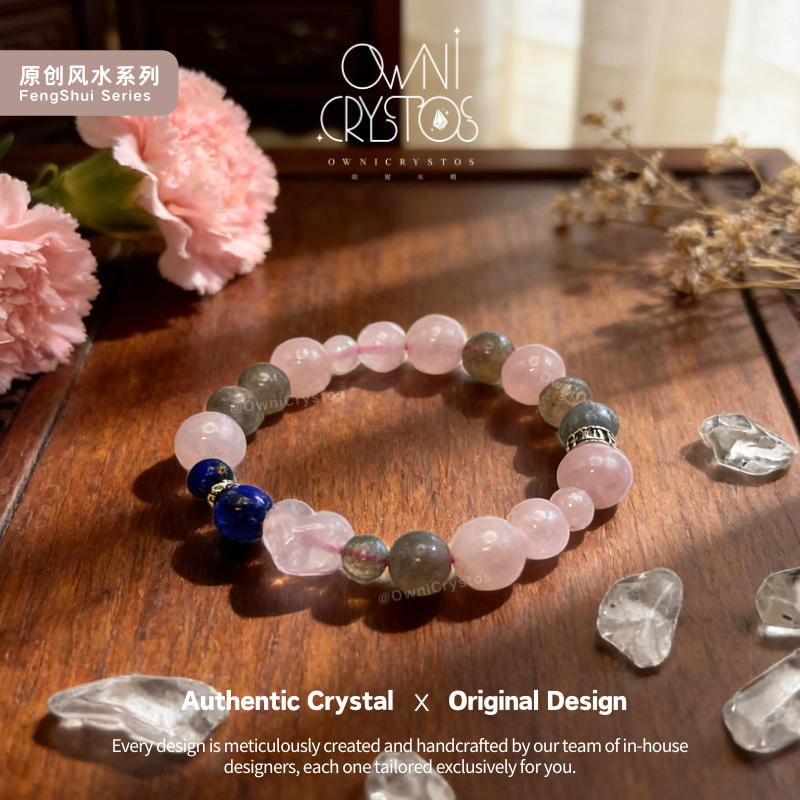 Love Relationship Natural Crystal bracelet Rose Quartz Lapis Lazuli Labradorite Gift