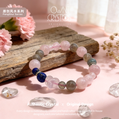 Love Relationship Natural Crystal bracelet Rose Quartz Lapis Lazuli Labradorite Gift