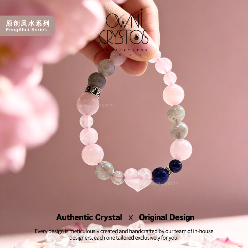 Love Relationship Natural Crystal bracelet Rose Quartz Lapis Lazuli Labradorite Gift