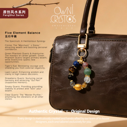 Fortune Turtle Five Elements Natural crystal Bag Charm Keychain unisex gift present