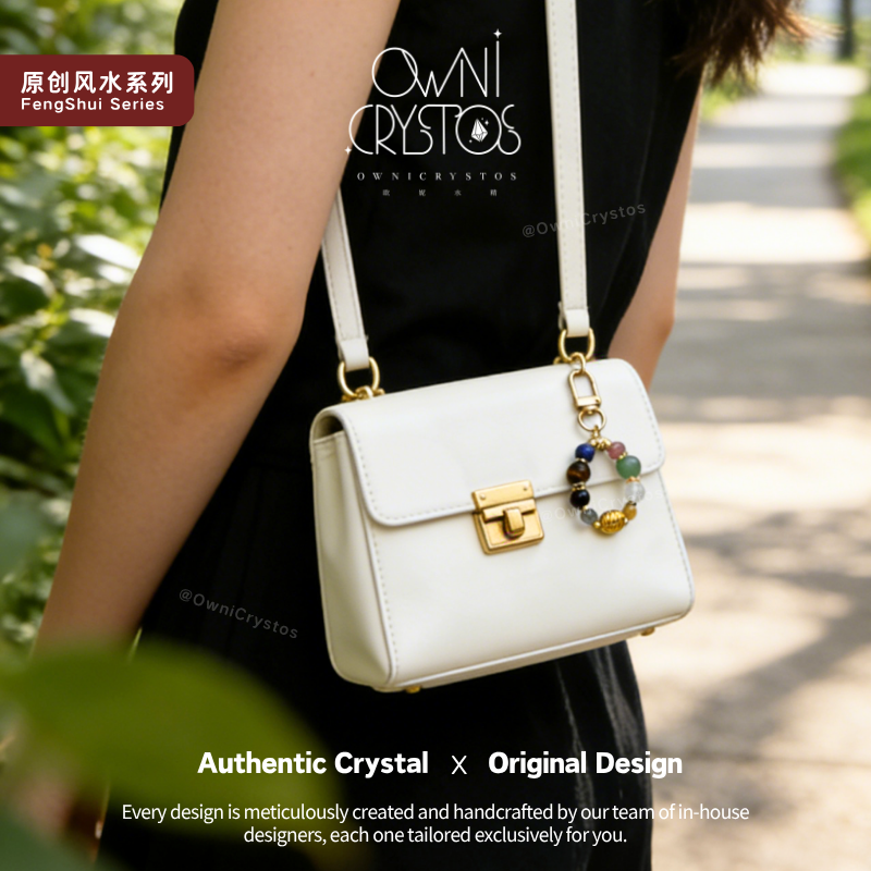 Fortune Turtle Five Elements Natural crystal Bag Charm Keychain unisex gift present