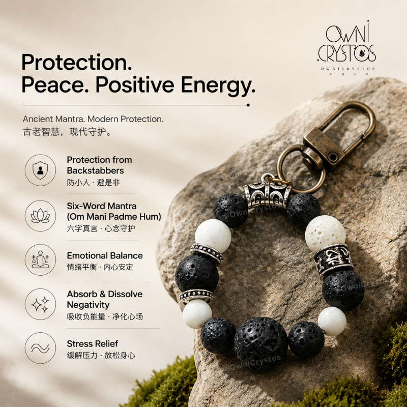 Prevent Backstabbers Lava Stone Natural crystal bag charm unisex gift for dad boyfriend