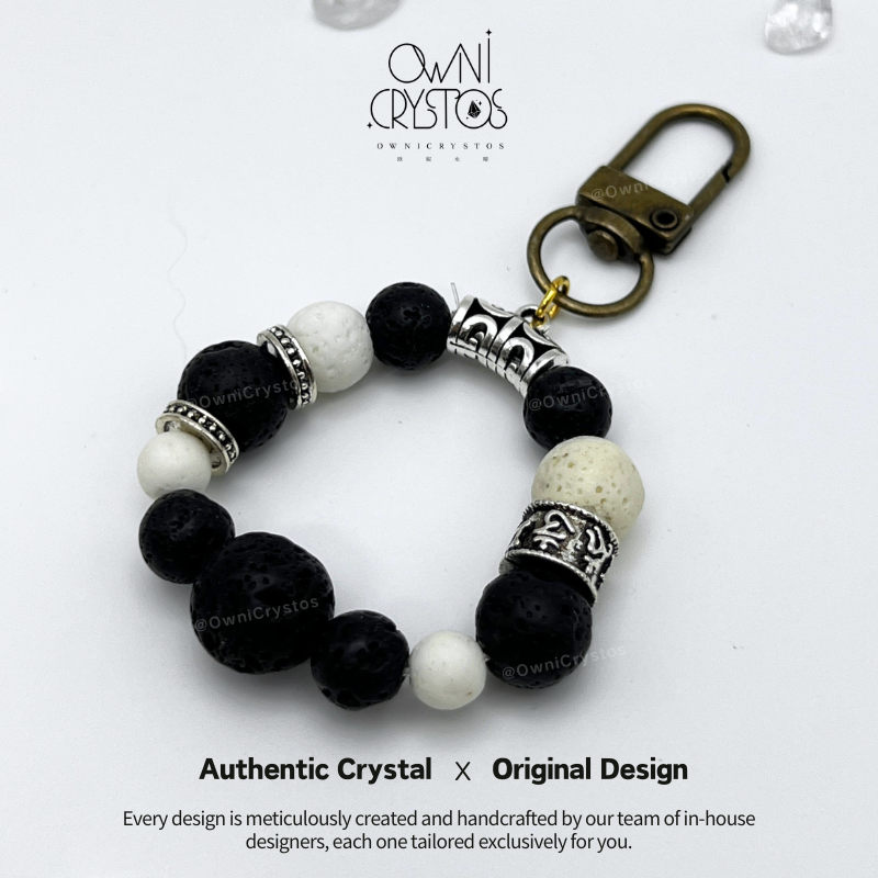 Prevent Backstabbers Lava Stone Natural crystal bag charm unisex gift for dad boyfriend