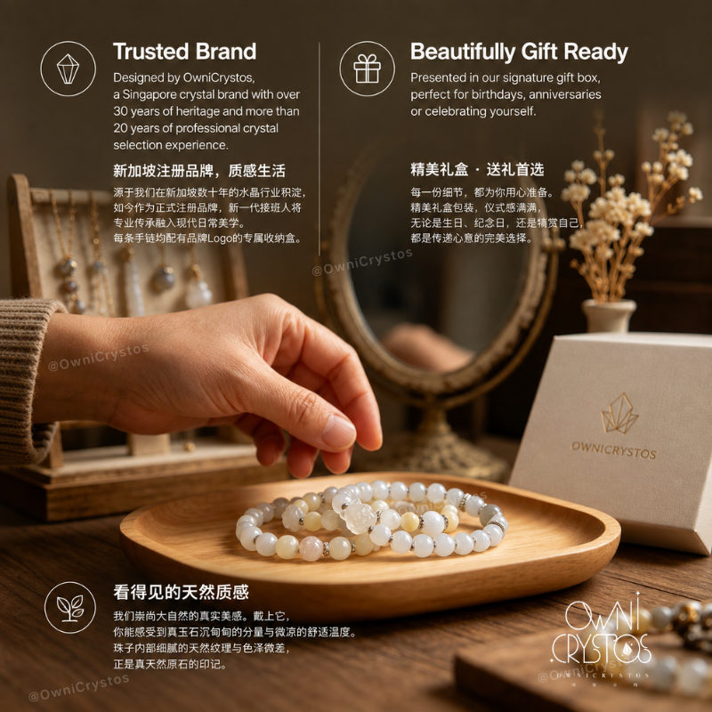 Nine Tail Fox Natural crystal white Marble Moonstone Agate for woman gift present