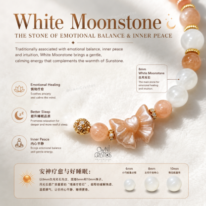 Love & Popularity Boost Natural crystal bracelet moonstone sunstone woman gift present