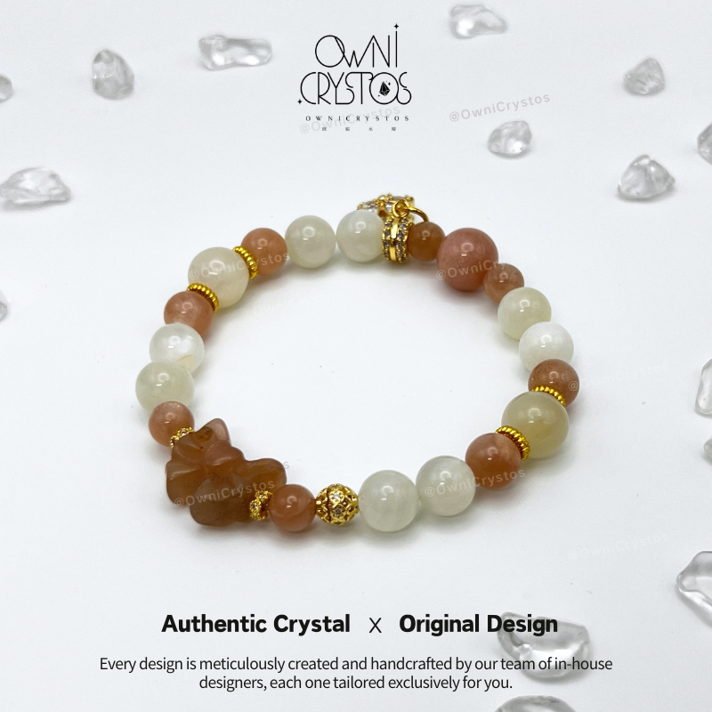 Love & Popularity Boost Natural crystal bracelet moonstone sunstone woman gift present