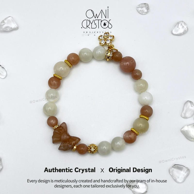 Love & Popularity Boost Natural crystal bracelet moonstone sunstone woman gift present
