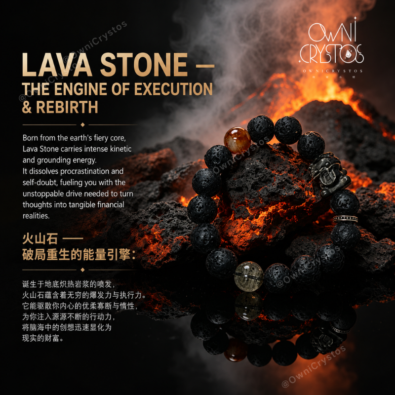 Wealth Beast Lava stone Citrine Green phantom quartz Obsidain Natural Crystal unisex