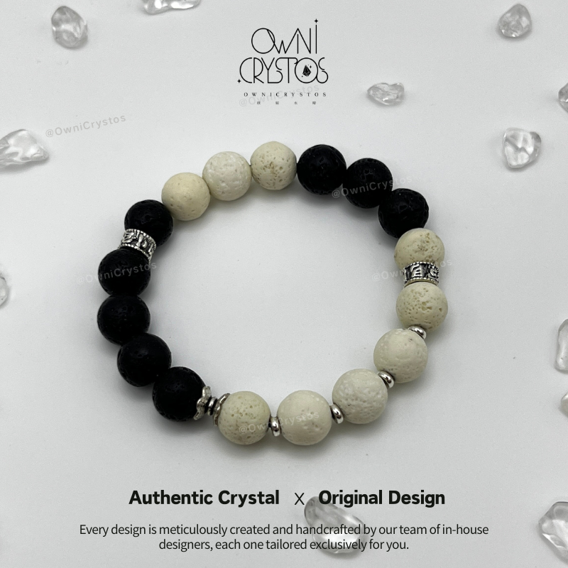 YinYang Balance Lava Stone Natural crystal bracelet unisex gift present