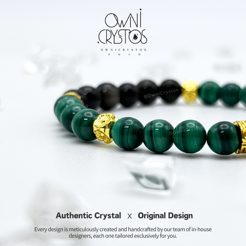 Boost Wealth Health Malachite obsidian Natural crystal bracelet for woman
