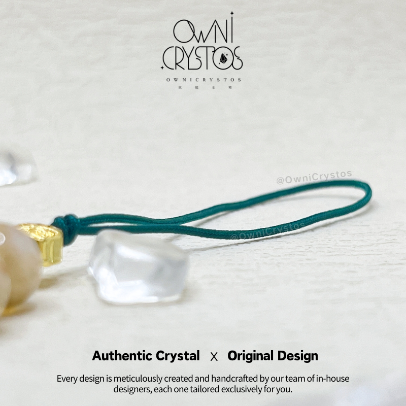 Fortune Booster Green Phantom Quartz Citrine Phone Strap with Finger Loop