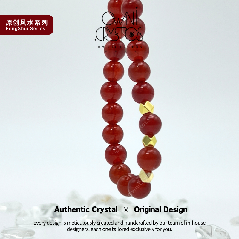 2026 Zodiac Feng Shui Natural crystal phone strap unisex Carnelian Cinnabar