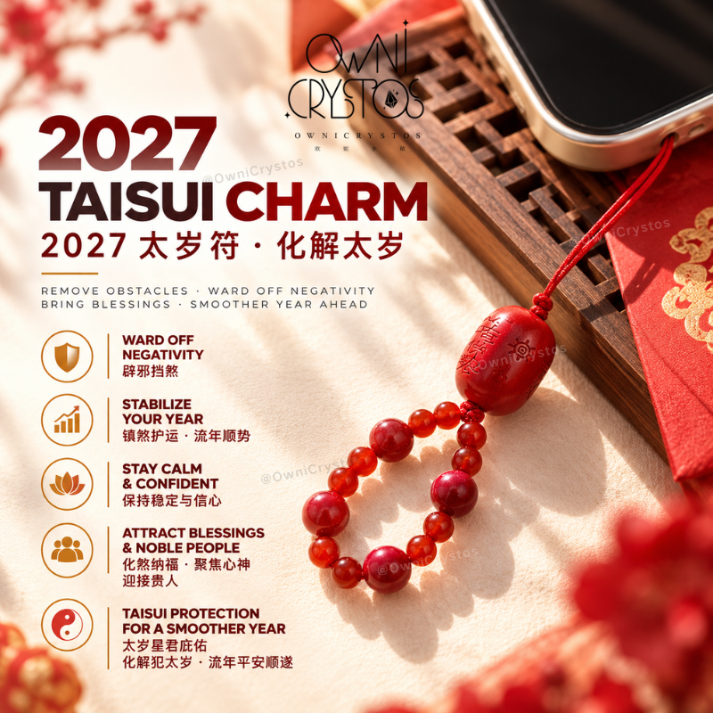 2027 Taisui Zodiac Fengshui red cinnabar Carnelian charm Natural crystal unisex