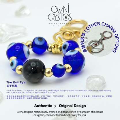 Evil Eye Obsidian Natural crystal protection bag charm unisex