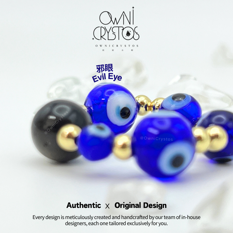 Evil Eye Obsidian Natural crystal protection bag charm unisex