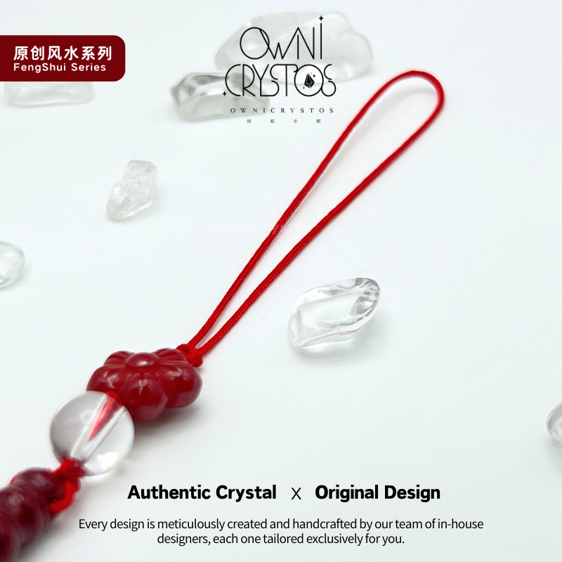 2026 Feng Shui Wen Chang Natural crystal red cinnabar Clear quartz unisex