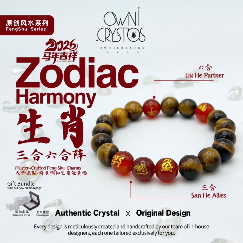 2026 Feng Shui Zodiac Natural Crystal Carnelian Tiger Eye Unisex Gift Present - Authentic Energy Bracelet