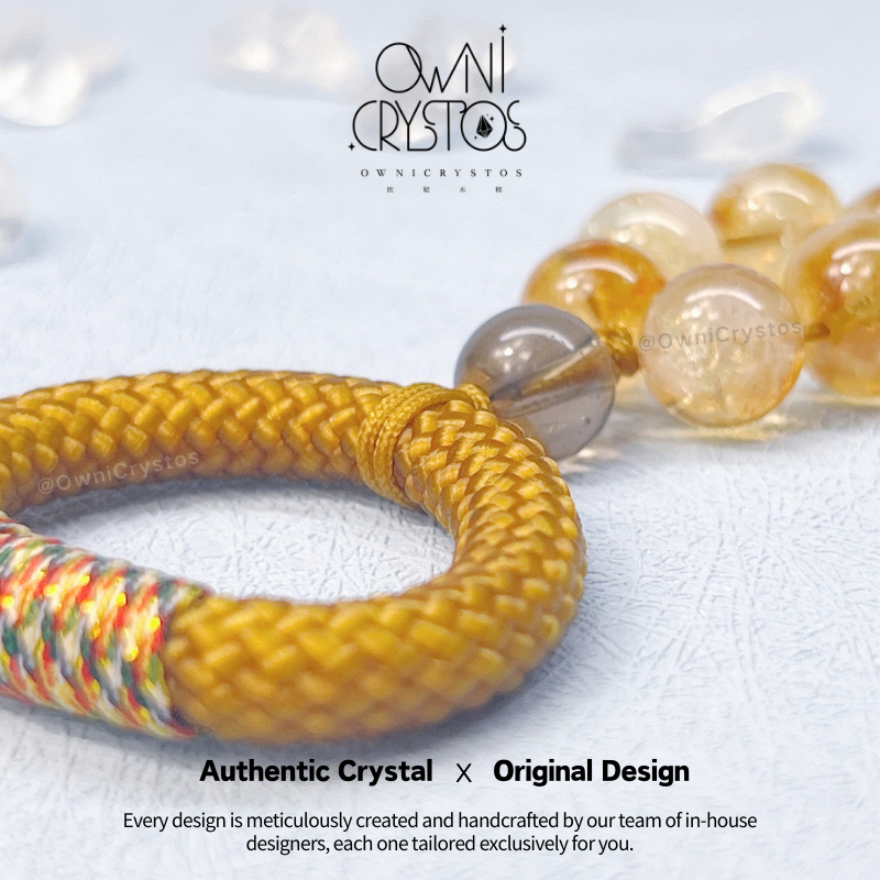 Wealth Fortune Citrine Phone Strap with Ring Loop