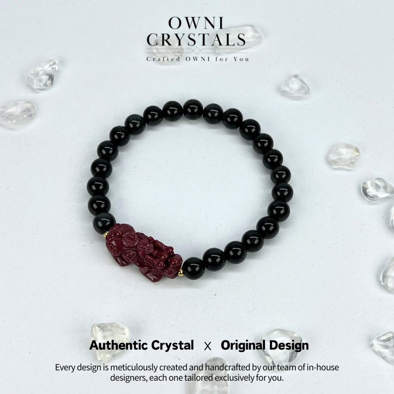 Feng Shui Pi Xiu fortune booster tiger-eyes Red cinnabar crystal bracelet