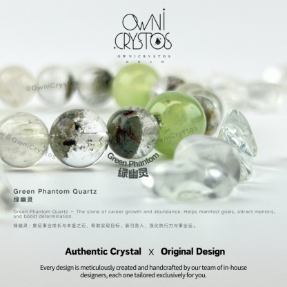 Wealth&Health Natural crystal bracelet unisex Prehnite Mica Green Phantom