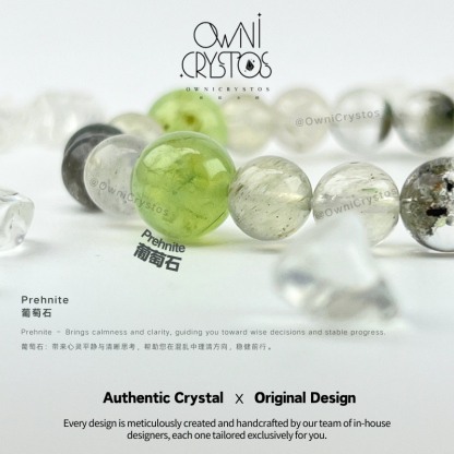 Wealth&Health Natural crystal bracelet unisex Prehnite Mica Green Phantom