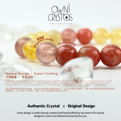 Love Wealth Agate citrine strawberry quartz natural crystal bracelet for woman unisex