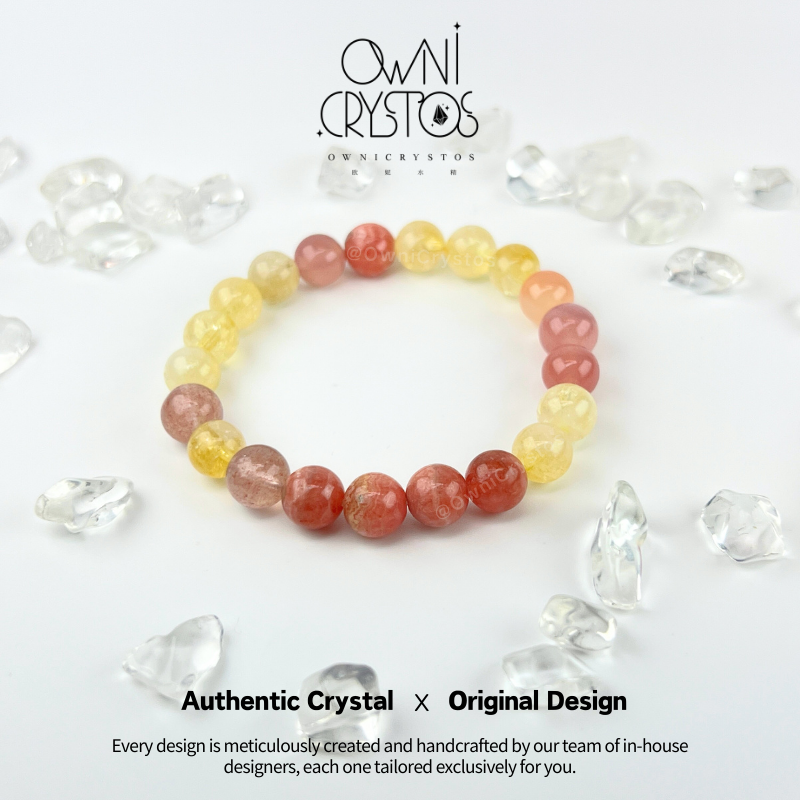 Love Wealth Agate citrine strawberry quartz natural crystal bracelet for woman unisex