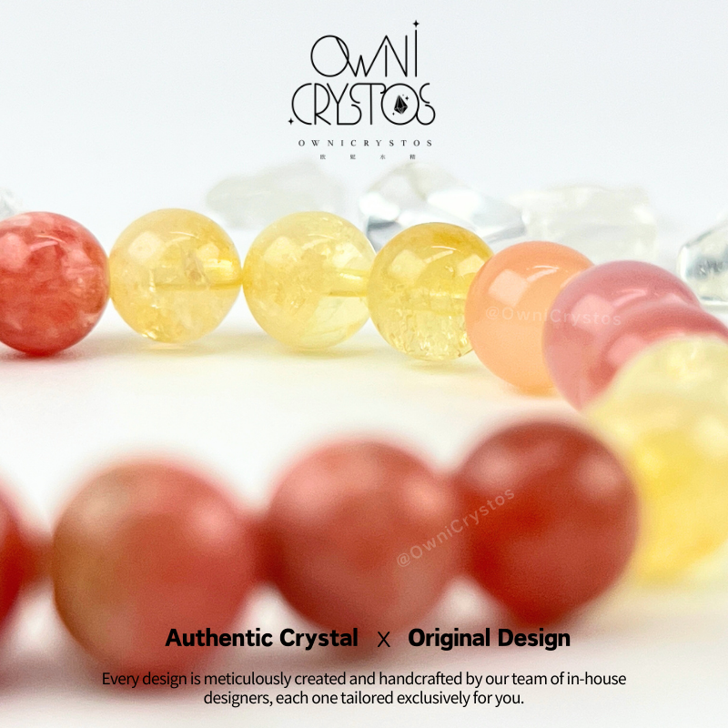 Love Wealth Agate citrine strawberry quartz natural crystal bracelet for woman unisex