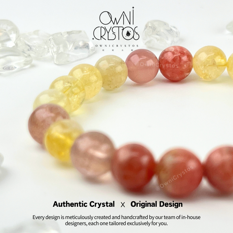 Love Wealth Agate citrine strawberry quartz natural crystal bracelet for woman unisex