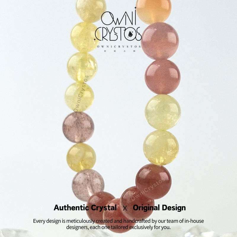 Love Wealth Agate citrine strawberry quartz natural crystal bracelet for woman unisex