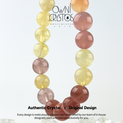 Love Wealth Agate citrine strawberry quartz natural crystal bracelet for woman unisex