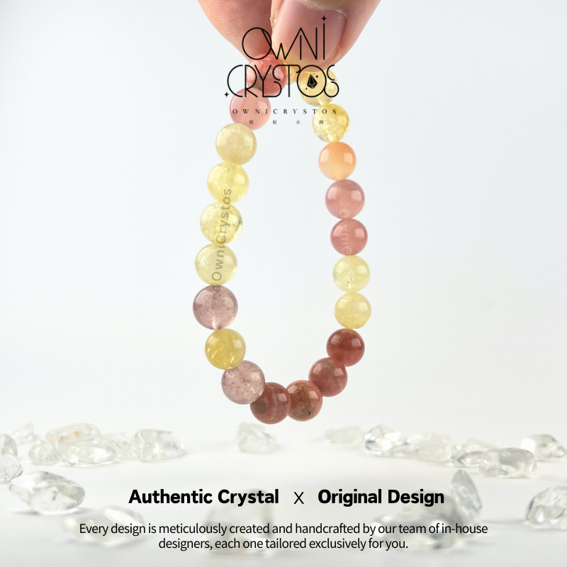 Love Wealth Agate citrine strawberry quartz natural crystal bracelet for woman unisex