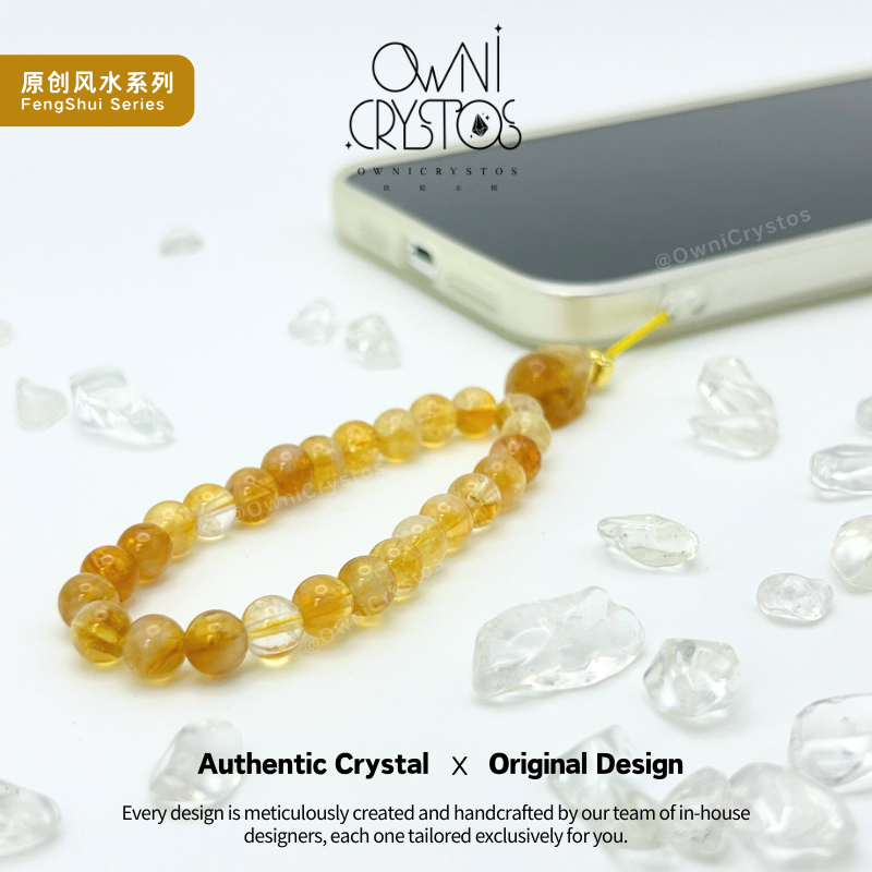 Wealth PiXiu Natural crystal citrine phone strap unisex gift present