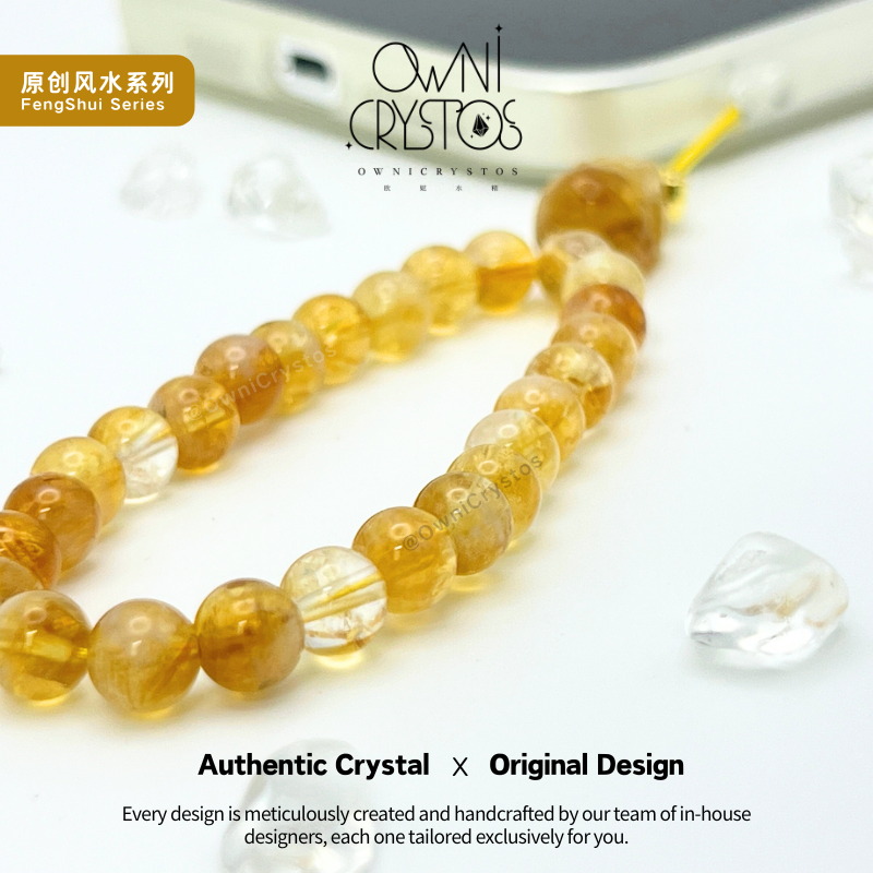 Wealth PiXiu Natural crystal citrine phone strap unisex gift present