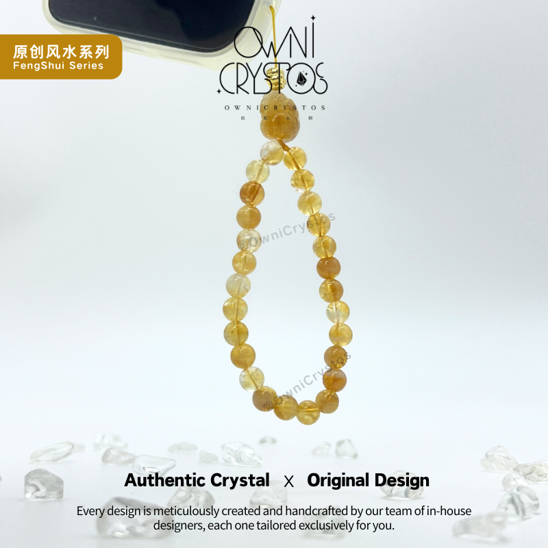 Wealth PiXiu Natural crystal citrine phone strap unisex gift present