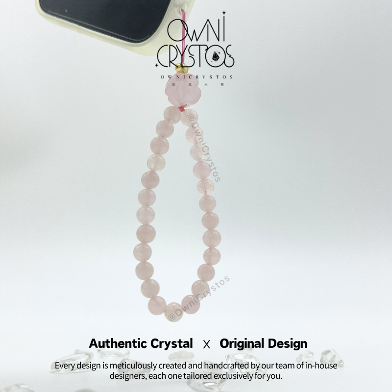 Love relationship Natural crystal Rose Quartz phone strap
