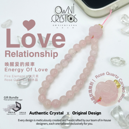 Love relationship Natural crystal Rose Quartz phone strap