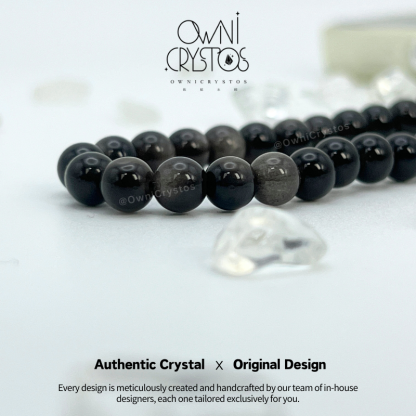 Silver Obsidian Natural crystal phone strap bag charm