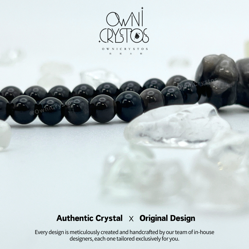 Silver Obsidian Natural crystal phone strap bag charm