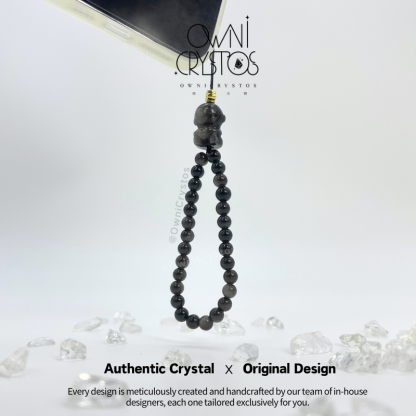 Silver Obsidian Natural crystal phone strap bag charm