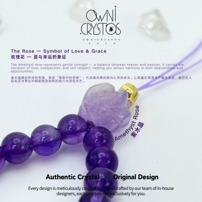 Career booster Amethyst Rose Natural crystal phone strap unisex