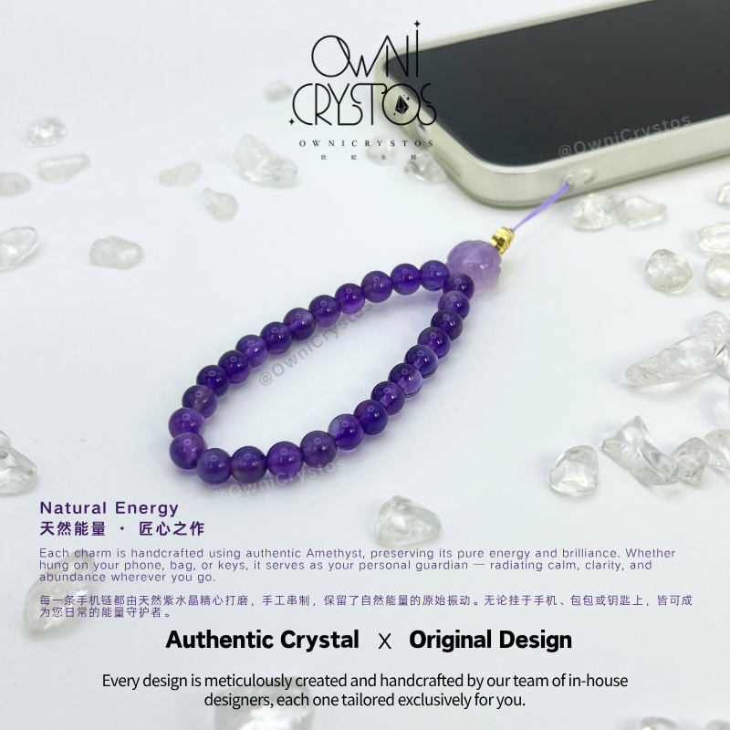 Career booster Amethyst Rose Natural crystal phone strap unisex